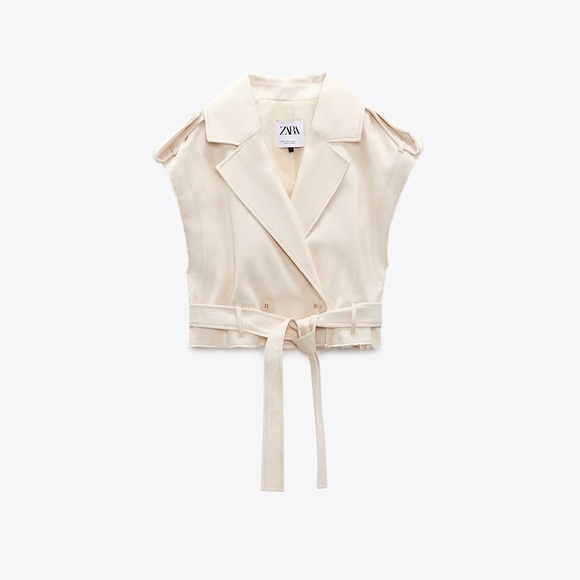 Zara cropped jacket bomber vest coat convertible trench casual style - Picture 11 of 12